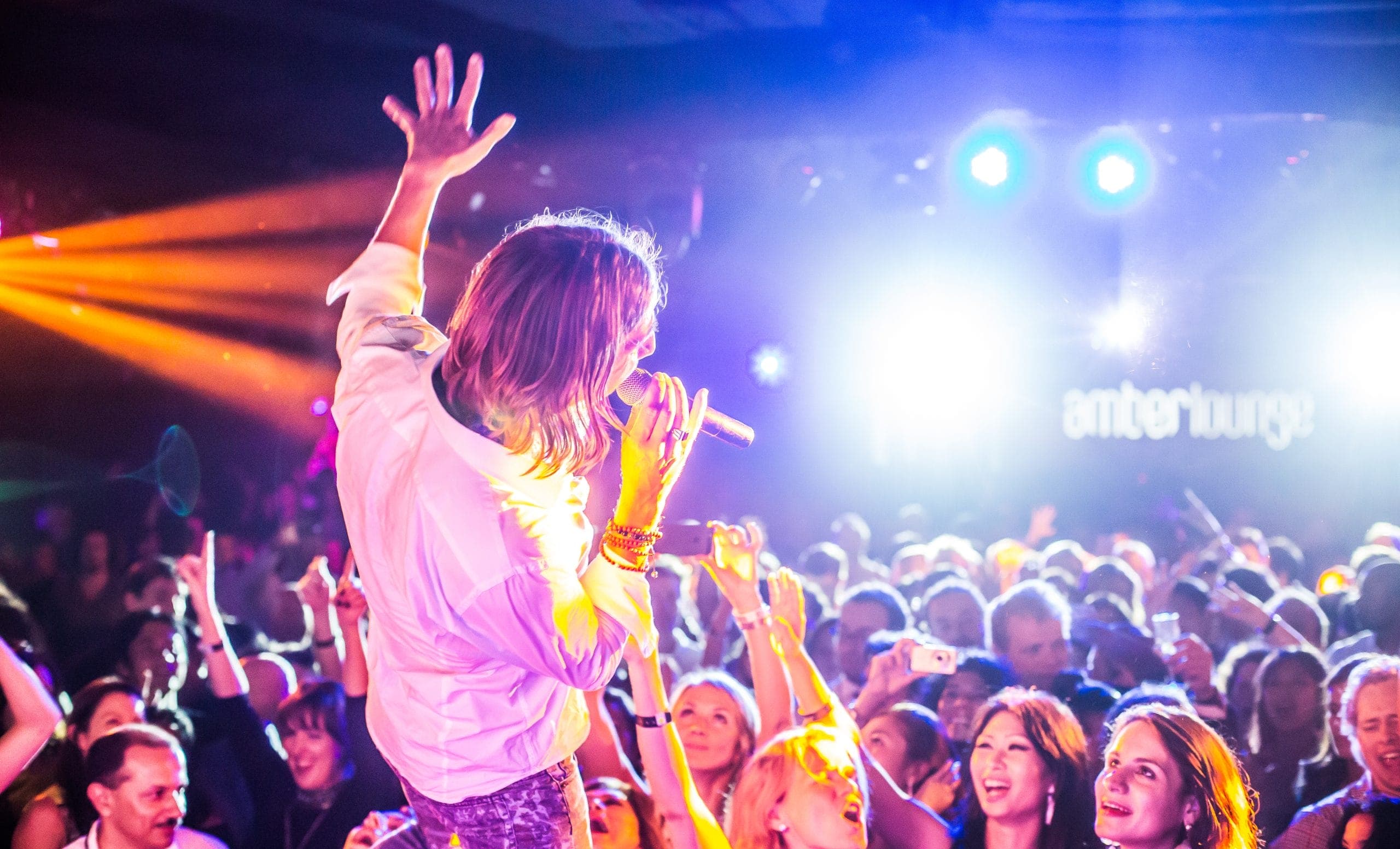 An artist performing for a live audience
